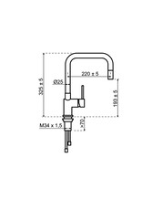Lanesto Lanesto Quadrato Eenhendelkeukenmengkraan Sturdy Black Zwart met uittrekbare perlator 251268