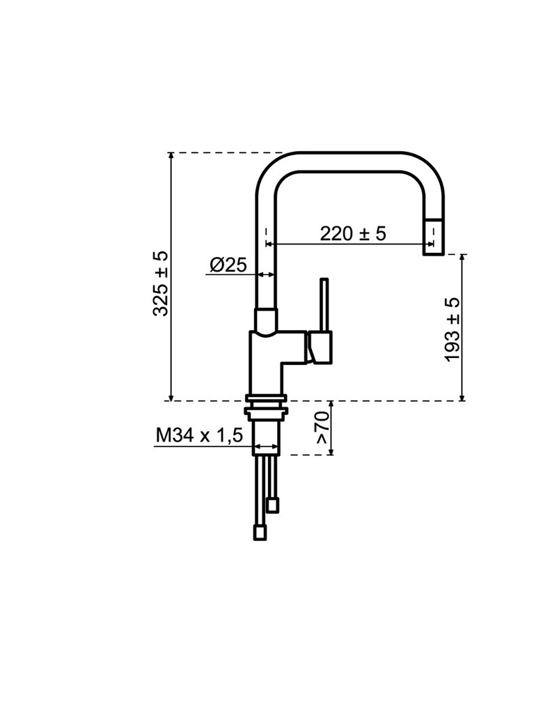 Lanesto Lanesto Quadrato Eenhendelkeukenmengkraan Sturdy Black Zwart met uittrekbare perlator 251268