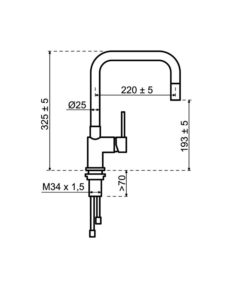 Lanesto Lanesto Quadrato Eenhendelkeukenmengkraan met uittrekbare perlator Gold / Goud