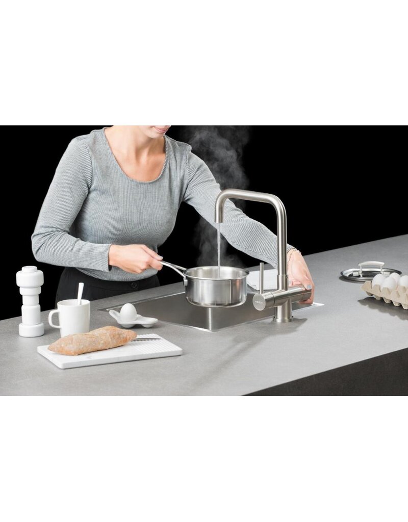 Selsiuz kranen Selsiuz Haaks RVS (Inox) 351219 met Combi (Extra) boiler kokend water kraan