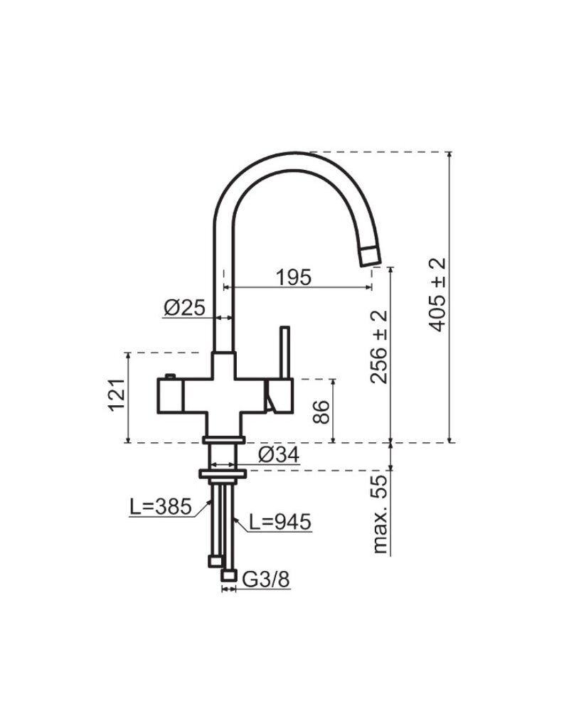 Selsiuz kranen Selsiuz Rond RVS (Inox) 351201 met Single boiler