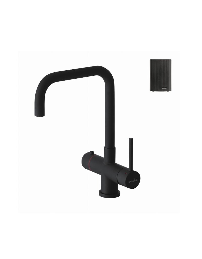 Selsiuz kranen Selsiuz 351214 Push & Turn 3-in-1 Haaks Sturdy Black Zwart met Single boiler