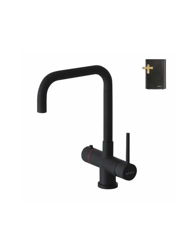 Selsiuz kranen Selsiuz 351220 Push & Turn 3-in-1 Haaks Sturdy Black Zwart met Combi (Extra) boiler