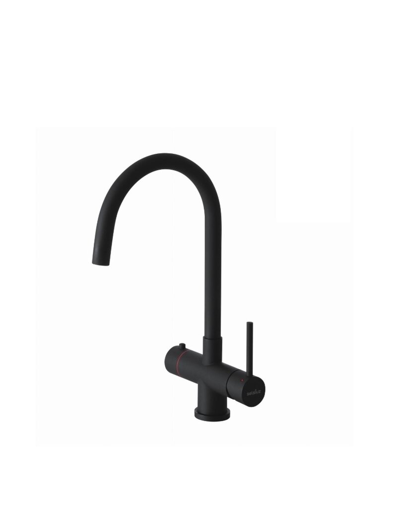 Selsiuz kranen Selsiuz 351202 Push & Turn 3-in-1 Rond Sturdy Black Zwart met Single Boiler