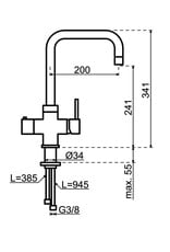 Selsiuz kranen Selsiuz 351212 Push & Turn 3-in-1 Haaks Chrome met Single Boiler