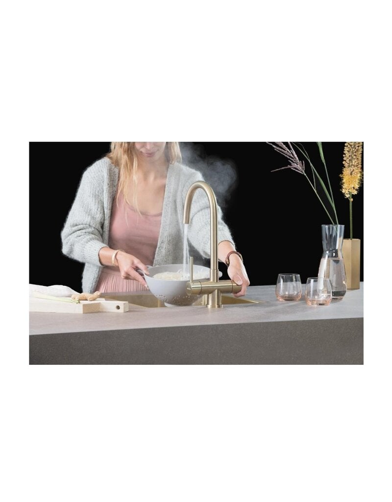 Selsiuz kranen Selsiuz 351205 Push & Turn 3-in-1 Rond Gold Goud met Single Boiler