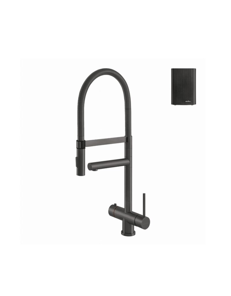 Selsiuz kranen Selsiuz 351225 Push & Turn 3-in-1 XL Gun Metal met Single Boiler
