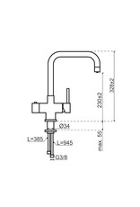Selsiuz kranen Selsiuz 351221 Push & Turn 3-in-1 Haaks Gun Metal met Combi (Extra) Boiler