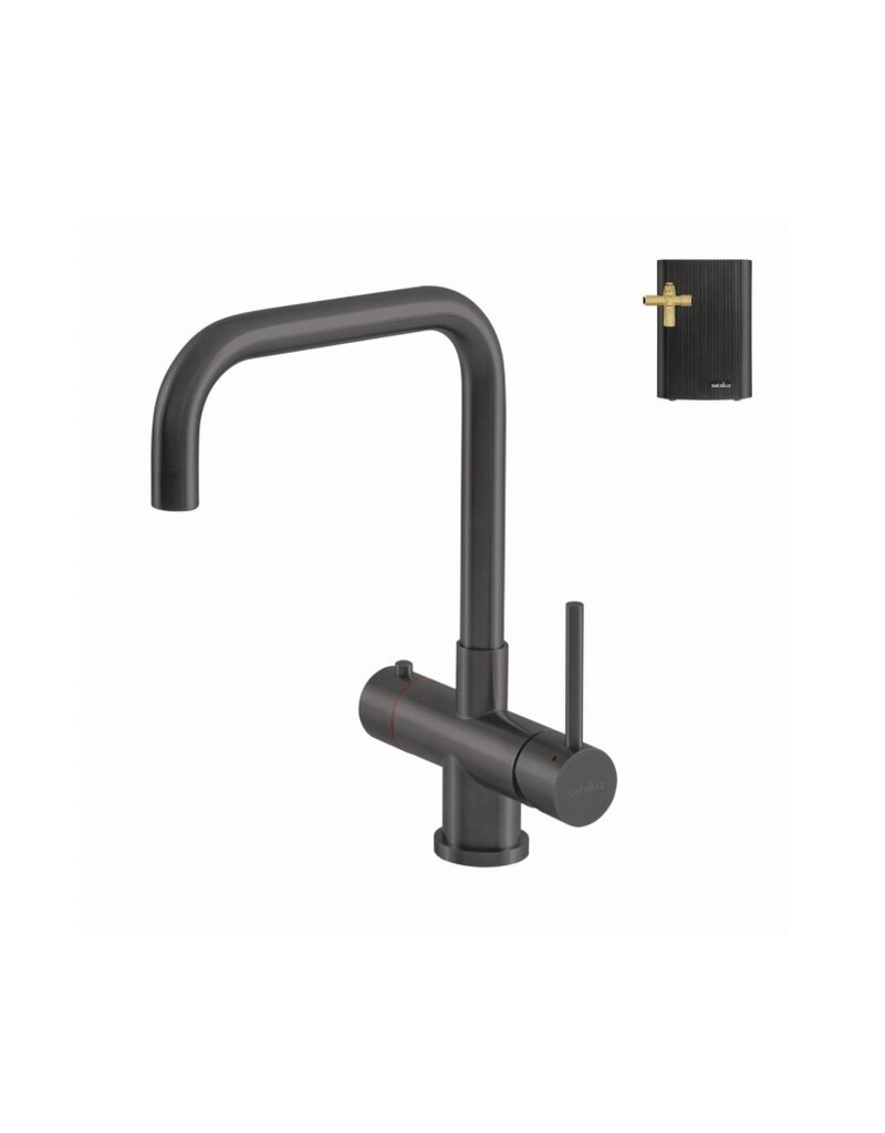 Selsiuz kranen Selsiuz 351221 Push & Turn 3-in-1 Haaks Gun Metal met Combi (Extra) Boiler