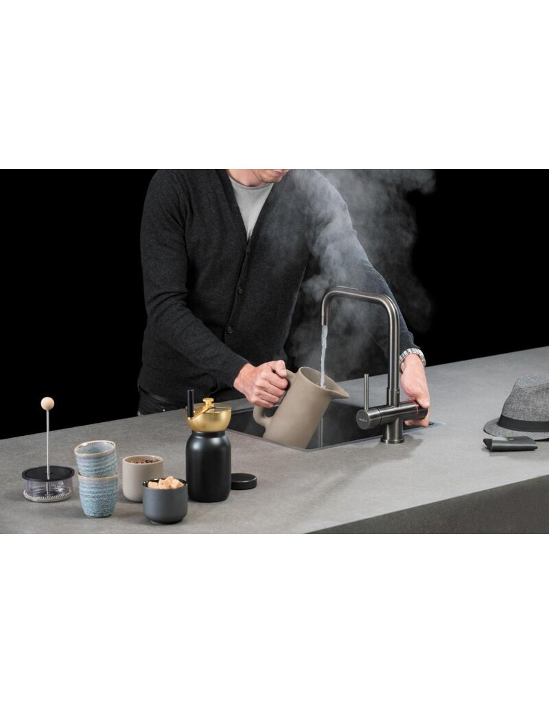 Selsiuz kranen Selsiuz 351221 Push & Turn 3-in-1 Haaks Gun Metal met Combi (Extra) Boiler