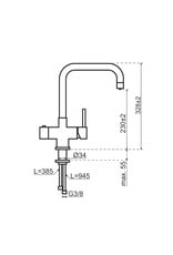 Selsiuz kranen Selsiuz 351218 Push & Turn 3-in-1 Haaks Chrome Chroom met Combi (Extra) Boiler