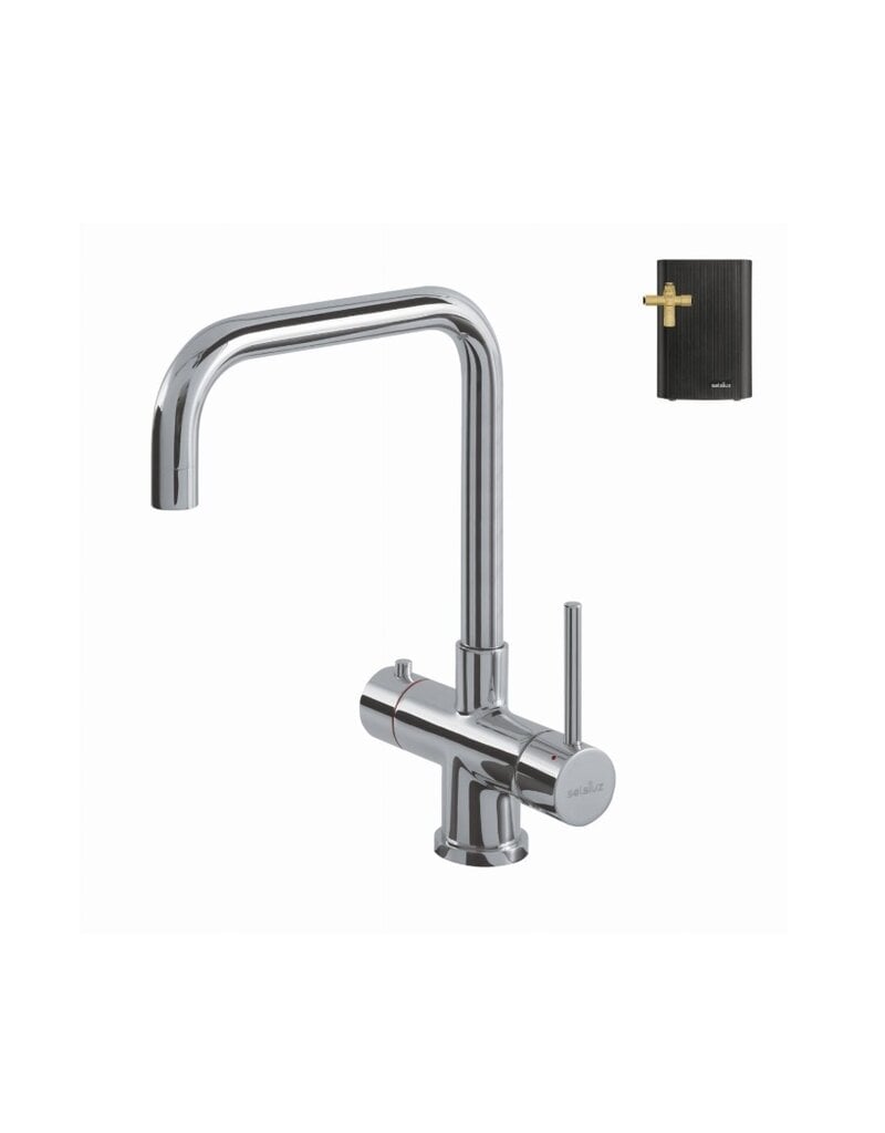 Selsiuz kranen Selsiuz 351218 Push & Turn 3-in-1 Haaks Chrome Chroom met Combi (Extra) Boiler