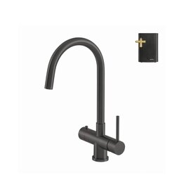 Selsiuz kranen Selsiuz 351209 Push & Turn 3-in-1 Rond Gun Metal met Combi (Extra) Boiler