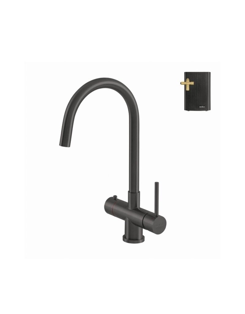 Selsiuz kranen Selsiuz 351209 Push & Turn 3-in-1 Rond Gun Metal met Combi (Extra) Boiler