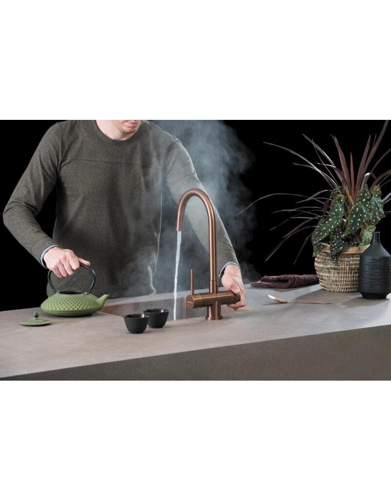 Selsiuz kranen Selsiuz 351210 Push & Turn 3-in-1 Rond Copper Koper met Combi (Extra) Boiler