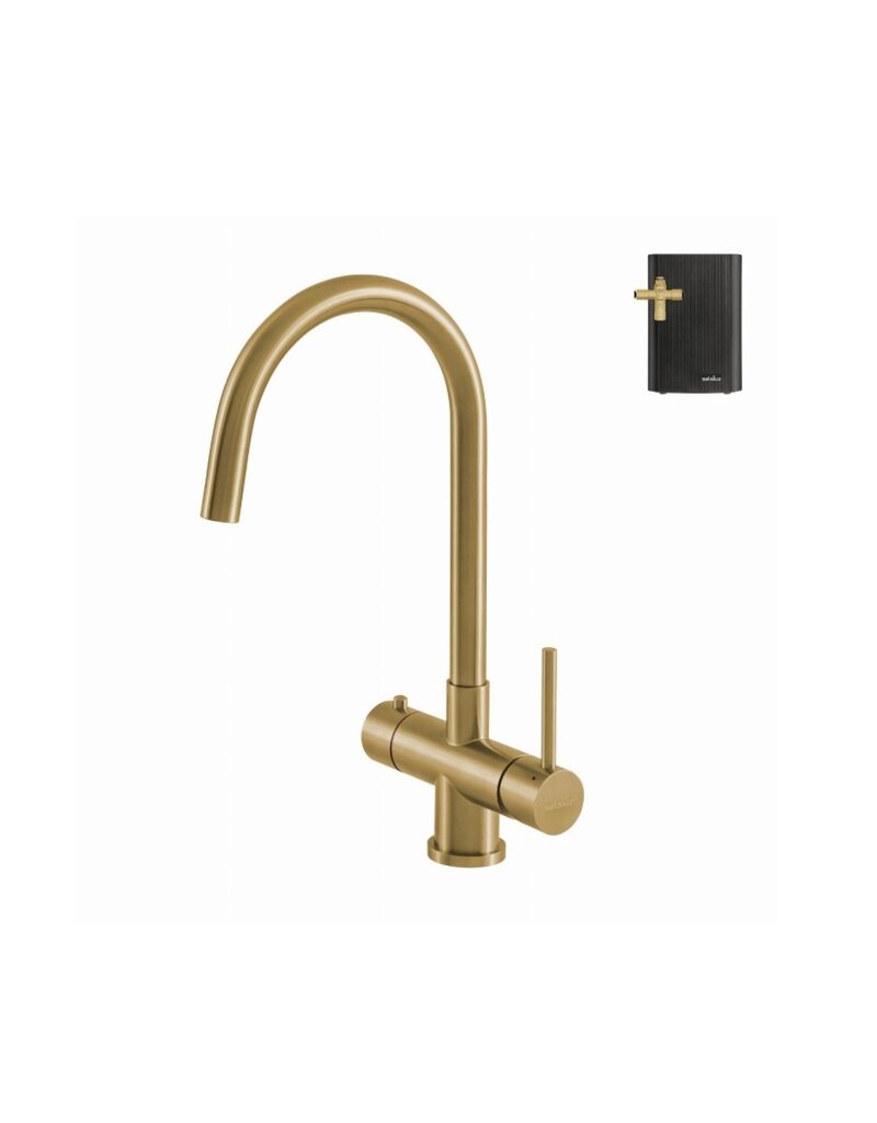 Selsiuz kranen Selsiuz 351211 Push & Turn 3-in-1 Rond Gold Goud met Combi (Extra) Boiler