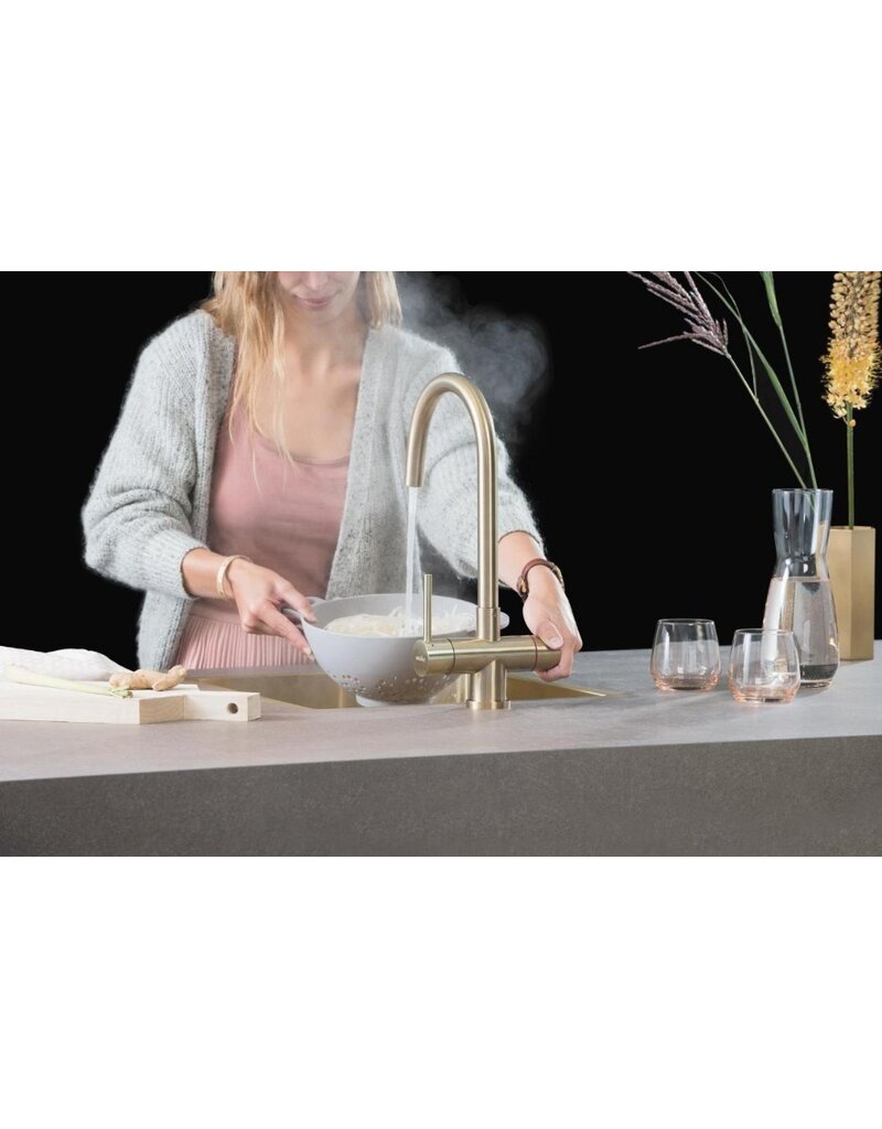 Selsiuz kranen Selsiuz 351211 Push & Turn 3-in-1 Rond Gold Goud met Combi (Extra) Boiler