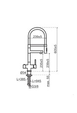 Selsiuz kranen Selsiuz 351229 Push & Turn  3-in-1 XL Gun Metal met Combi (Extra) Boiler