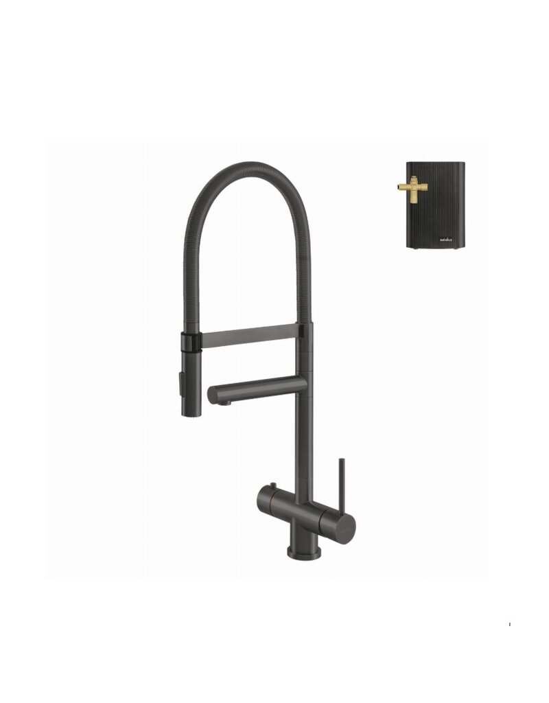 Selsiuz kranen Selsiuz 351229 Push & Turn  3-in-1 XL Gun Metal met Combi (Extra) Boiler
