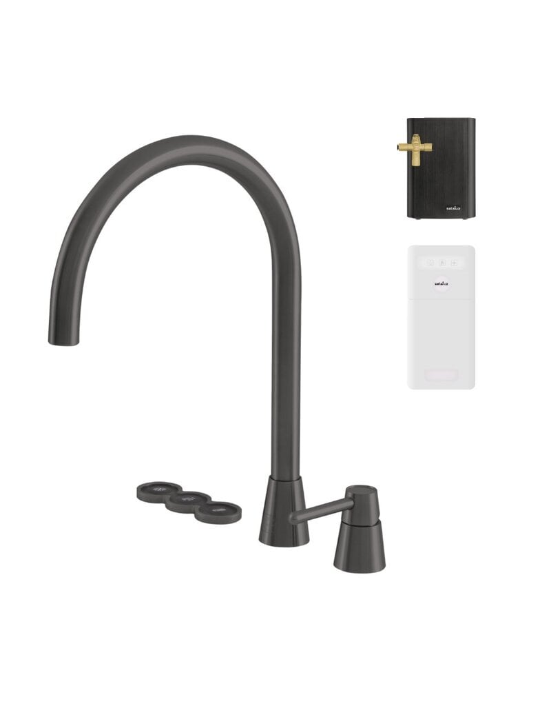 Selsiuz kranen Selsiuz Osiris Cone Counter 5-in-1 Gun Metal Zwart met TITANIUM Combi (Extra) boiler en Cooler
