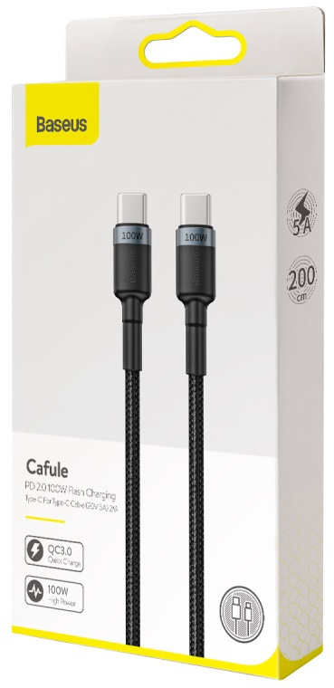 Baseus Cafule PD2.0 100W flash charging Type-C to Type-C cable (20V 5A)2m Gray+Black