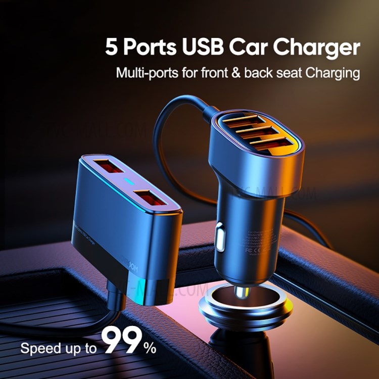 Joyroom Autolader mit 5 USB poorten (3.0 Quick Charge) - Schwarz