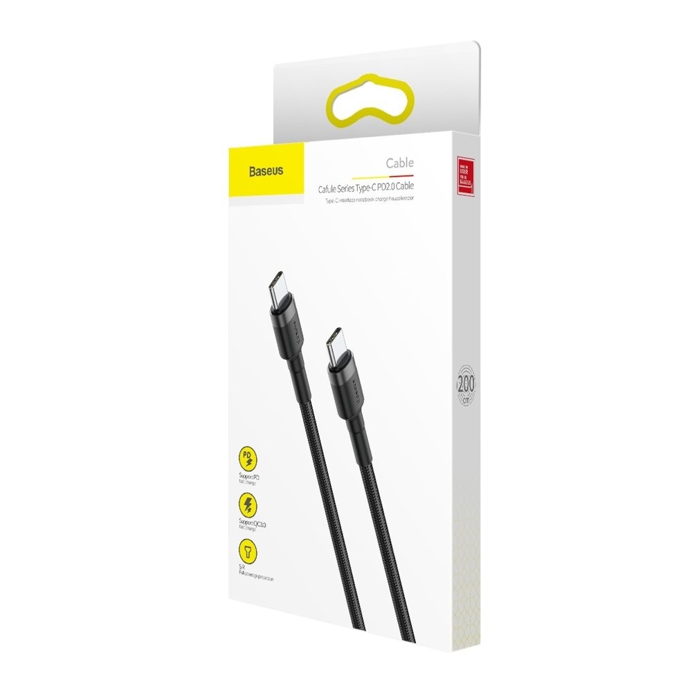 Baseus Cafule Type-C PD2.0 60W flash charging data line (20V 3A) 2m Gray+Black