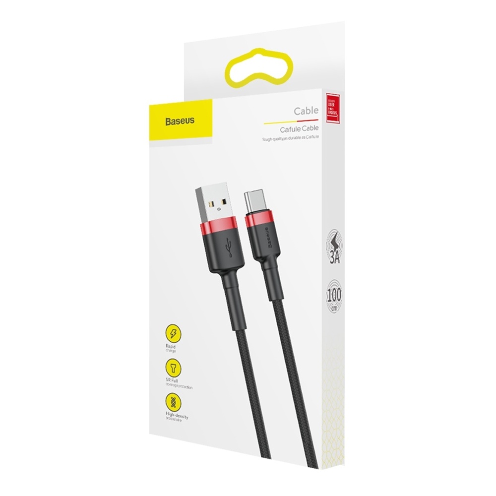 Baseus cafule Cable USB For Type-C 3A 1m Red+Black