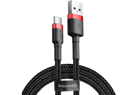 Baseus Cafule USB-kabel 2 m USB A USB C Zwart, Rood