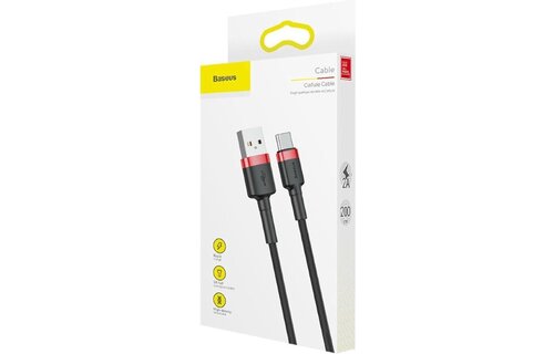 Baseus Cafule USB-kabel 2 m USB A USB C Zwart, Rood