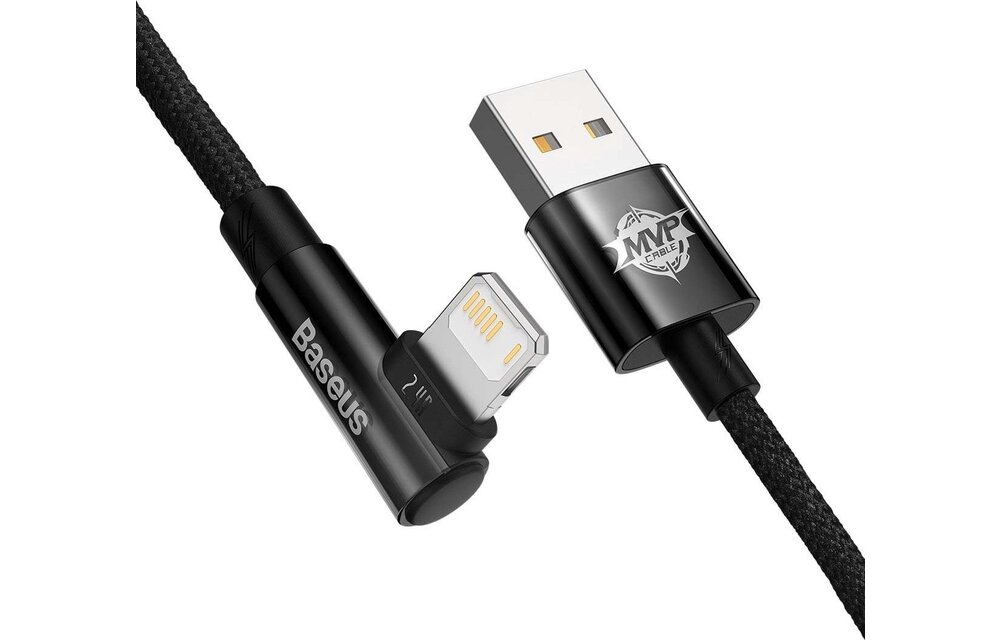 Baseus MVP 2 Haakse USB Kabel Lightning - 1M Zwart