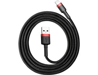 Baseus - Universele USB naar Lightning kabel - Geschikt voor o.a. Apple/iPhone en andere apparaten - 1 Meter - 2.5A - Zwart/Rood