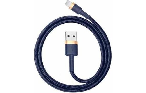 Baseus 2m Apple Lightning Naar USB iPhone Oplaad Kabel Lightning - Iphone 12 / 12 PRO / 12 PRO MAX / 11/ 11 PRO (MAX) / XS / XR/ X / iPhone 8 / 8 Plus/ iPhone SE/ 6 / 5 / 5SE - premium kwaliteit - Oplaadkabel - (Goud+Donkerblauw) CALKLF-CV3