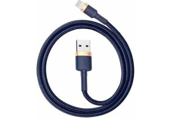 Baseus 2m Apple Lightning Naar USB iPhone Oplaad Kabel Lightning - Iphone 12 / 12 PRO / 12 PRO MAX / 11/ 11 PRO (MAX) / XS / XR/ X / iPhone 8 / 8 Plus/ iPhone SE/ 6 / 5 / 5SE - premium kwaliteit - Oplaadkabel - (Goud+Donkerblauw) CALKLF-CV3