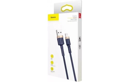 Baseus 2m Apple Lightning Naar USB iPhone Oplaad Kabel Lightning - Iphone 12 / 12 PRO / 12 PRO MAX / 11/ 11 PRO (MAX) / XS / XR/ X / iPhone 8 / 8 Plus/ iPhone SE/ 6 / 5 / 5SE - premium kwaliteit - Oplaadkabel - (Goud+Donkerblauw) CALKLF-CV3
