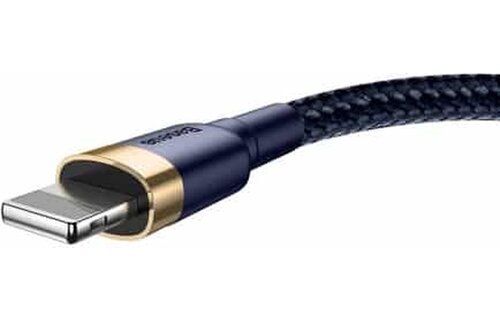 Baseus 2m Apple Lightning Naar USB iPhone Oplaad Kabel Lightning - Iphone 12 / 12 PRO / 12 PRO MAX / 11/ 11 PRO (MAX) / XS / XR/ X / iPhone 8 / 8 Plus/ iPhone SE/ 6 / 5 / 5SE - premium kwaliteit - Oplaadkabel - (Goud+Donkerblauw) CALKLF-CV3