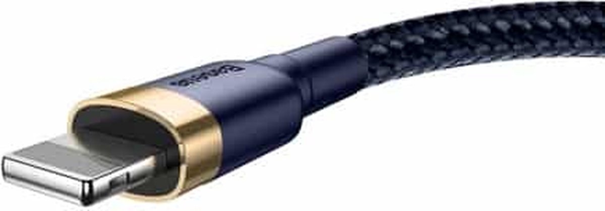 Baseus 2m Apple Lightning Naar USB iPhone Oplaad Kabel Lightning - Iphone 12 / 12 PRO / 12 PRO MAX / 11/ 11 PRO (MAX) / XS / XR/ X / iPhone 8 / 8 Plus/ iPhone SE/ 6 / 5 / 5SE - premium kwaliteit - Oplaadkabel - (Goud+Donkerblauw) CALKLF-CV3