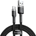 Baseus Gevlochten USB Type C Kabel 2 Meter 2A Zwart Grijs