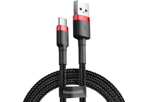 Baseus Geweven Nylon USB naar USB-C Fast Charge Kabel 0.5M Grijs