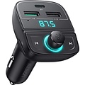 Ugreen - Bluetooth 5.0 Music FM Transmitter and 1x USB-C & 2x USB-A Double USB Port Car Charger - Black