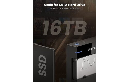 Ugreen - USB 3.0 Harde Schijf Behuizing 3.5 inch - SATA I/II/III - Ondersteuning UASP - Schroefloos Design