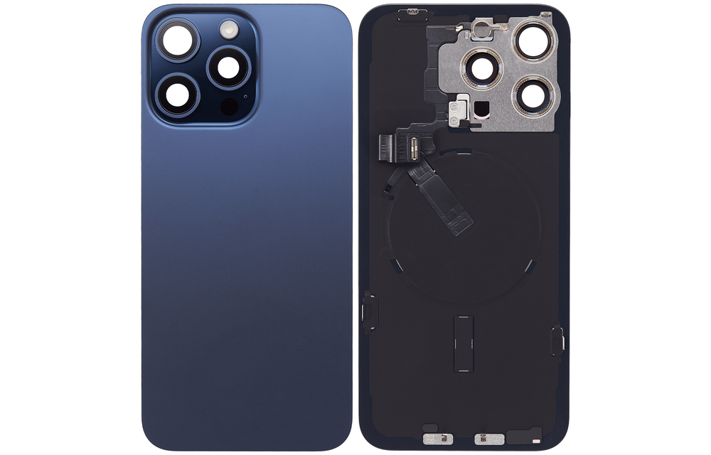 Pulled Backcover with Wireless charging - Blue Titanium for iPhone 15 Pro Max