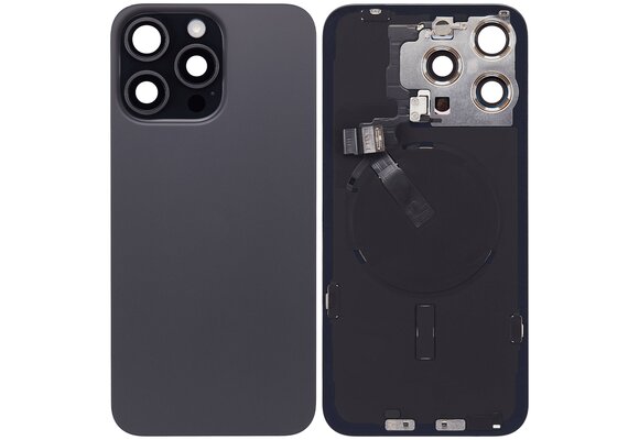 Pulled Backcover mit Wireless charging - Black Titanium fur iPhone 15 Pro Max