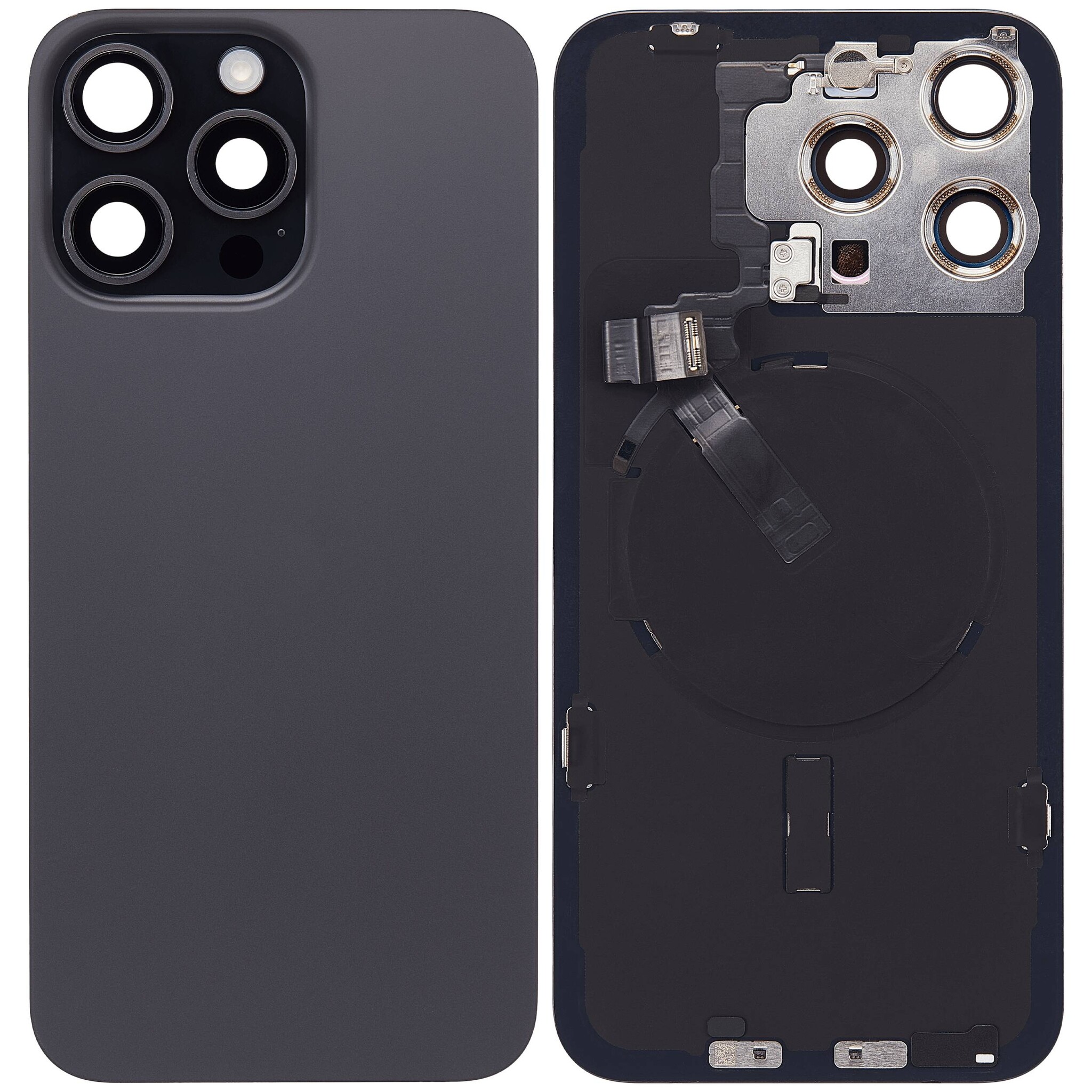Pulled Backcover mit Wireless charging - Black Titanium fur iPhone 15 Pro