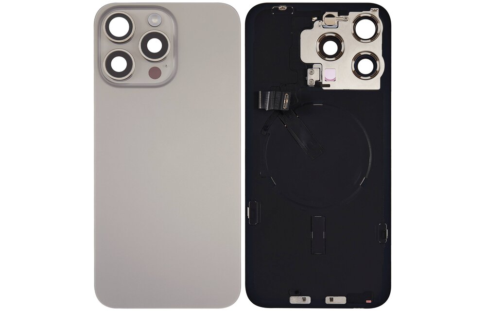 Pulled Backcover with Wireless charging - Natural Titanium for iPhone 15 Pro