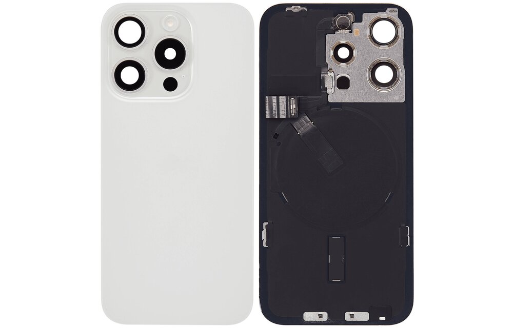 Pulled Backcover with Wireless charging - White Titanium for iPhone 15 Pro