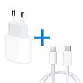 Pulled new: USB-C oplaad stekker 20W + USB-C to Lightning cable 1 meter - bulk voor Apple
