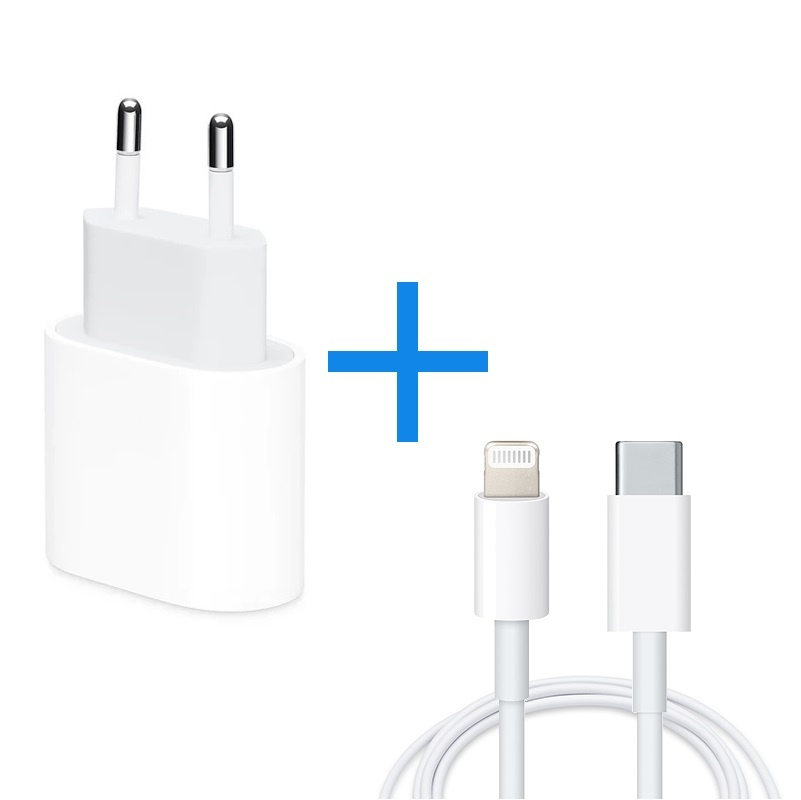 Pulled new: USB-C oplaad stekker 20W + USB-C to Lightning cable 1 meter - bulk voor Apple