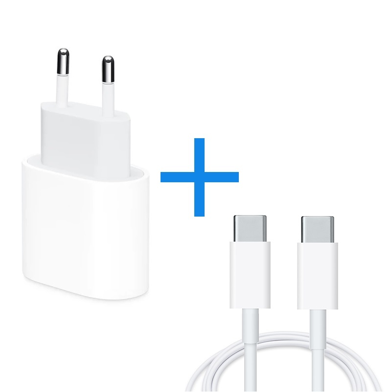 Pulled new: USB-C oplaad stekker 20W + USB-C to USB-C cable 1 meter - bulk voor Apple