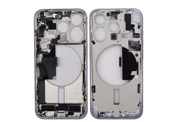Pulled Mid frame Voll vormontiert - White Titanium fur iPhone 15 Pro Pulled